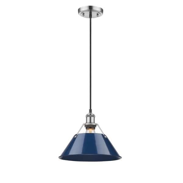 Shop Golden Lighting Orwell Pw Pewter With Navy Blue Shade