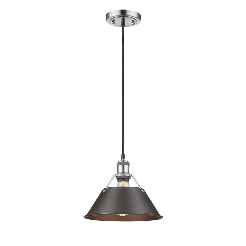 Golden Lighting Orwell PW Pewter Rubbed Bronze Shade Steel 10-inch 1-light Pendant