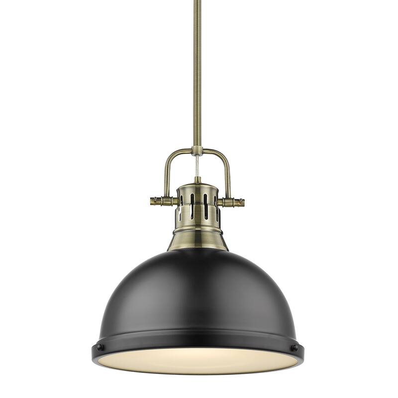 Golden Lighting Duncan Aged Brass 1-light Pendant - aged brass with matte black shade