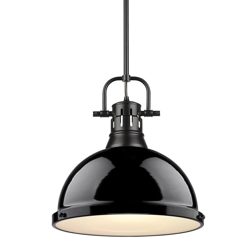 Golden Lighting Duncan Aged Brass 1-light Pendant - black with black shade