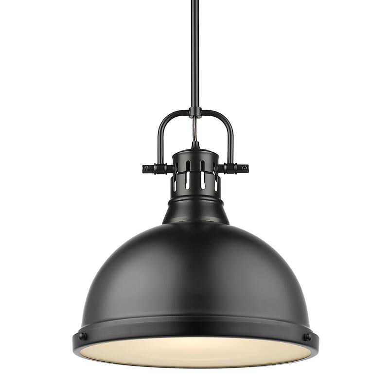 Golden Lighting Duncan Aged Brass 1-light Pendant - black with matte black shade