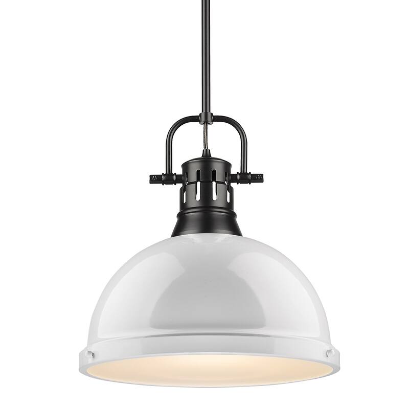 Golden Lighting Duncan Aged Brass 1-light Pendant - black with white shade