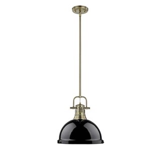 Golden Lighting Duncan Aged Brass Black Shade 1-light Pendant