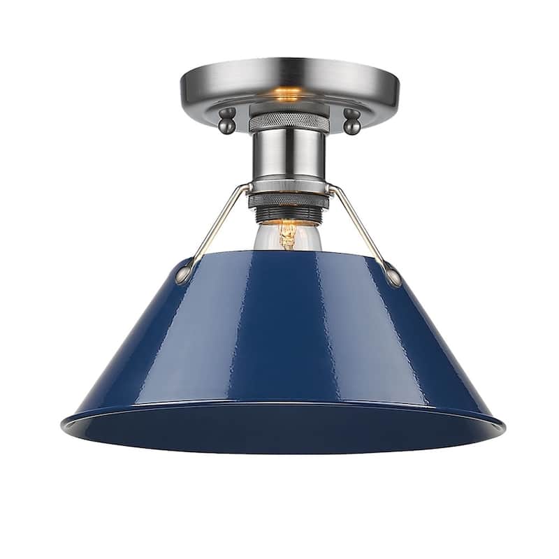 Orwell PW Flush Mount in Pewter with Navy Blue Shade