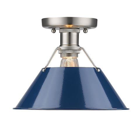 Orwell PW Flush Mount in Pewter with Navy Blue Shade