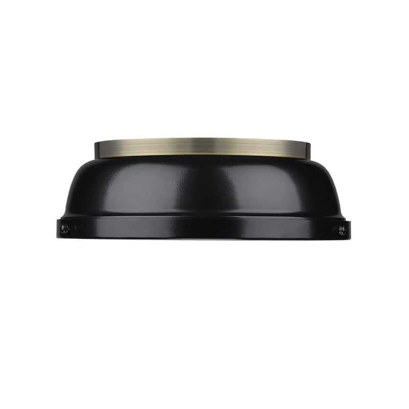 Golden Lighting Duncan Aged Brass Black Shade 14-inch Flush Mount - Aged brass with black