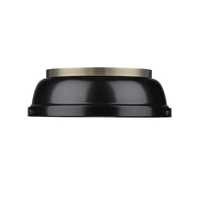 Golden Lighting Duncan Aged Brass Black Shade 14-inch Flush Mount - Aged brass with black