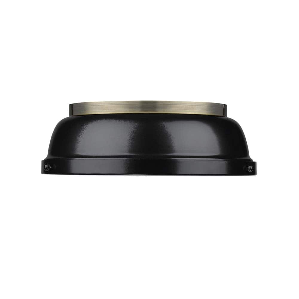 Golden Lighting Duncan Aged Brass Black Shade 14-inch Flush Mount - Aged brass with black