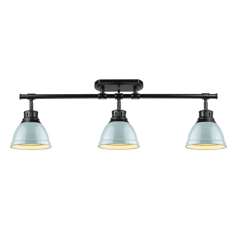 Golden Lighting Duncan 3-light Semi-flush Aged Brass Steel Track Light with Aged Brass Shades