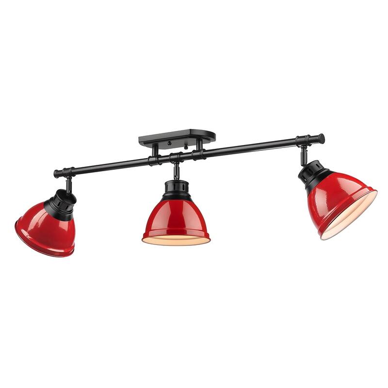 Golden Lighting Duncan 3-light Semi-flush Aged Brass Steel Track Light with Aged Brass Shades