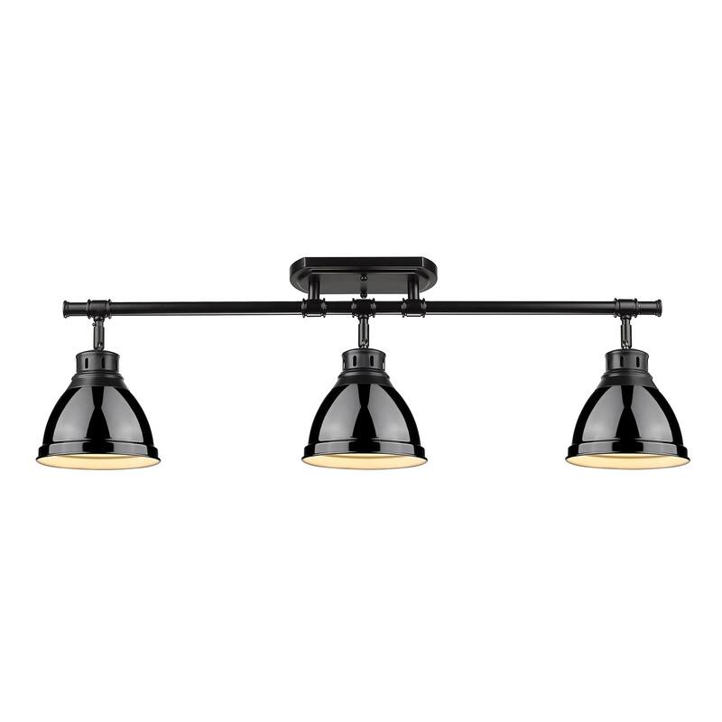 Golden Lighting Duncan 3-light Semi-flush Aged Brass Steel Track Light with Aged Brass Shades