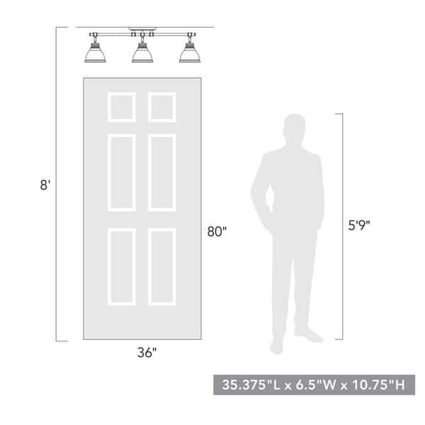 dimension image slide 0 of 2, Golden Lighting Duncan 3-light Semi-flush Aged Brass Steel Track Light with Aged Brass Shades