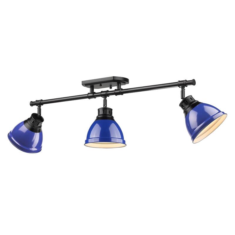 Golden Lighting Duncan 3-light Semi-flush Aged Brass Steel Track Light with Aged Brass Shades