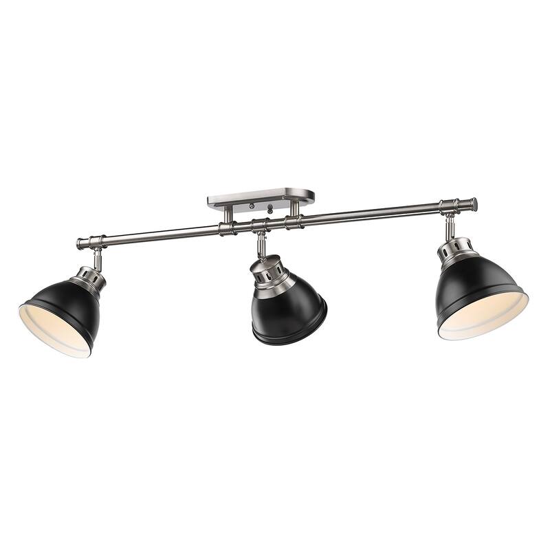 Golden Lighting Duncan 3-light Semi-flush Aged Brass Steel Track Light with Aged Brass Shades
