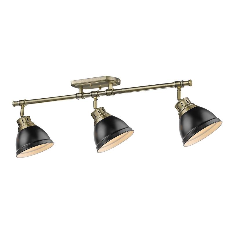 Golden Lighting Duncan 3-light Semi-flush Aged Brass Steel Track Light with Aged Brass Shades