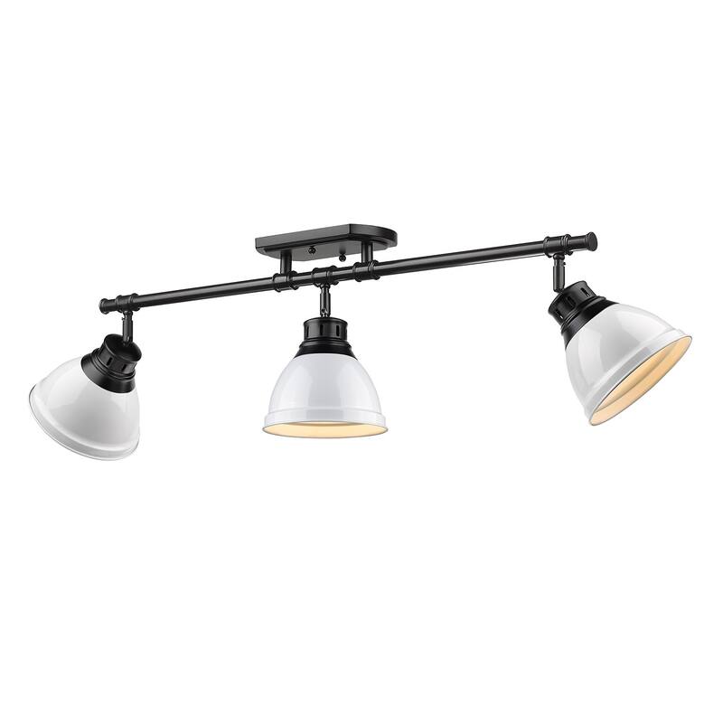 Golden Lighting Duncan 3-light Semi-flush Aged Brass Steel Track Light with Aged Brass Shades - black with white shades