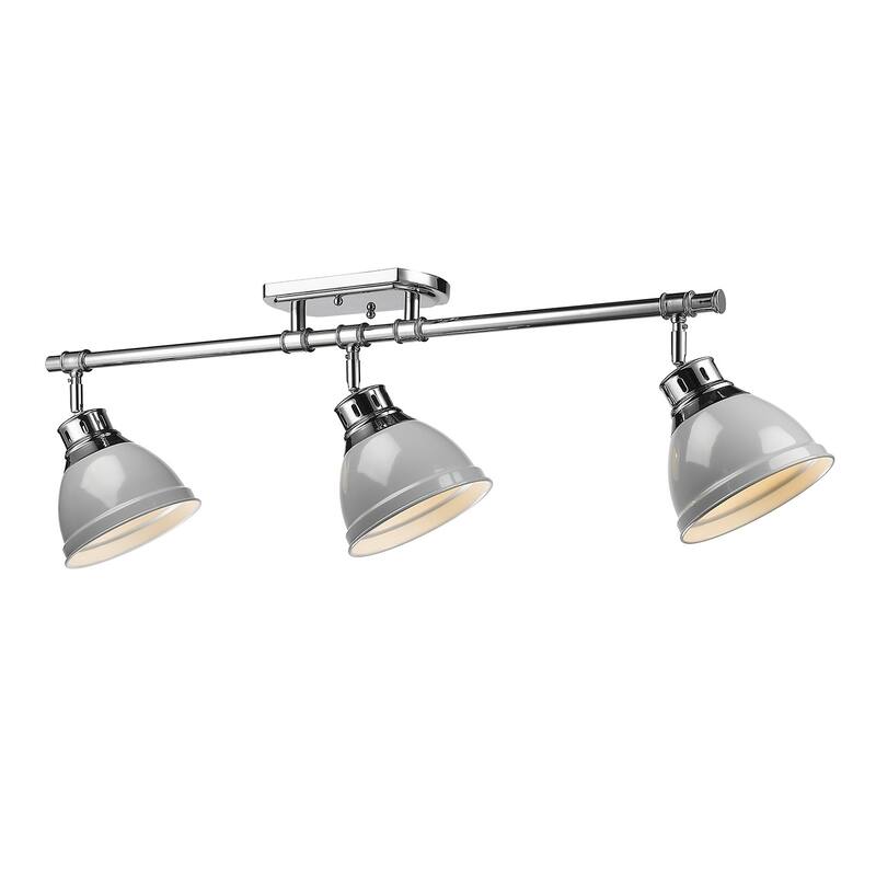 Golden Lighting Duncan 3-light Semi-flush Aged Brass Steel Track Light with Aged Brass Shades
