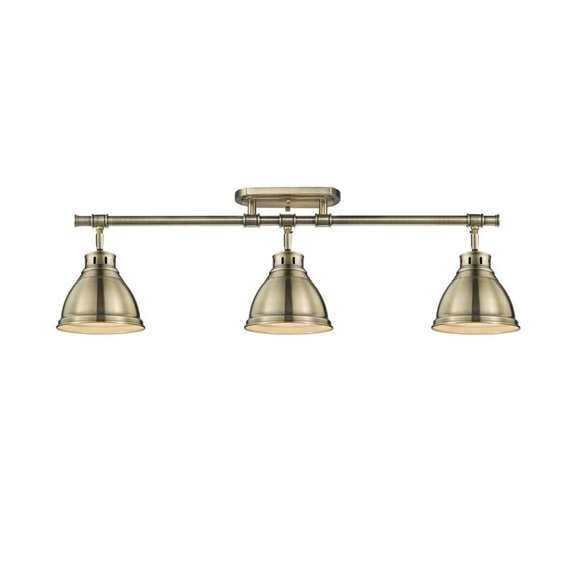 Golden Lighting Duncan 3-light Semi-flush Aged Brass Steel Track Light with Aged Brass Shades