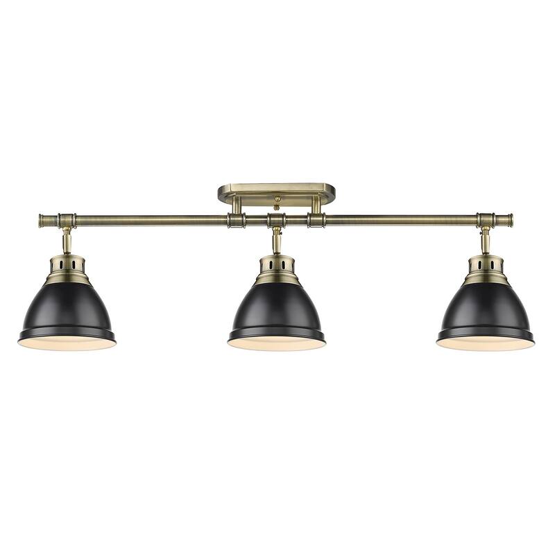 Golden Lighting Duncan 3-light Semi-flush Aged Brass Steel Track Light with Aged Brass Shades