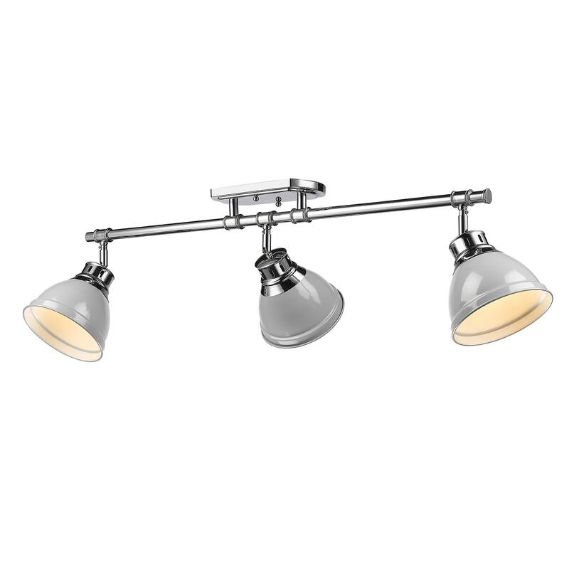 Golden Lighting Duncan 3-light Semi-flush Aged Brass Steel Track Light with Aged Brass Shades