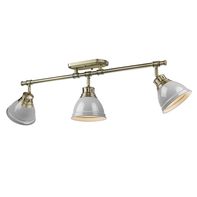 Golden Lighting Duncan 3-light Semi-flush Aged Brass Steel Track Light with Aged Brass Shades