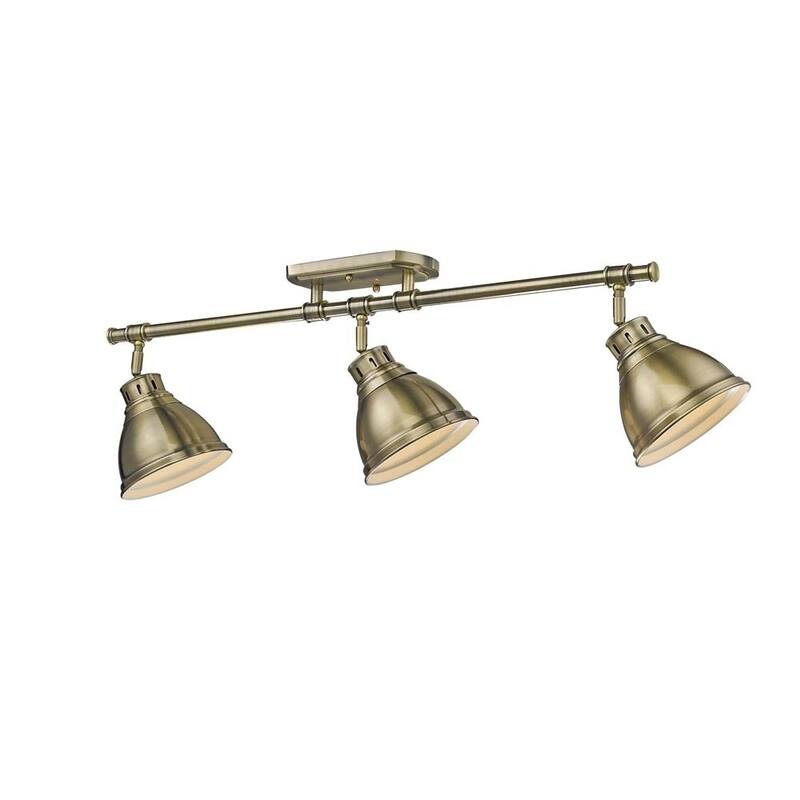 Golden Lighting Duncan 3-light Semi-flush Aged Brass Steel Track Light with Aged Brass Shades
