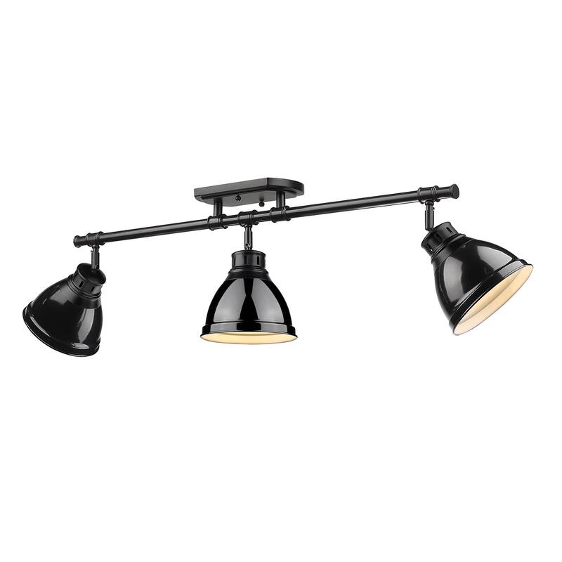 Golden Lighting Duncan 3-light Semi-flush Aged Brass Steel Track Light with Aged Brass Shades - black with black shades