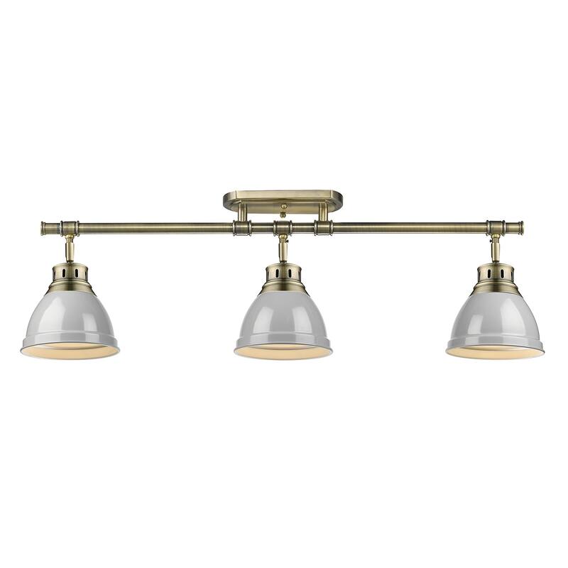 Golden Lighting Duncan 3-light Semi-flush Aged Brass Steel Track Light with Aged Brass Shades