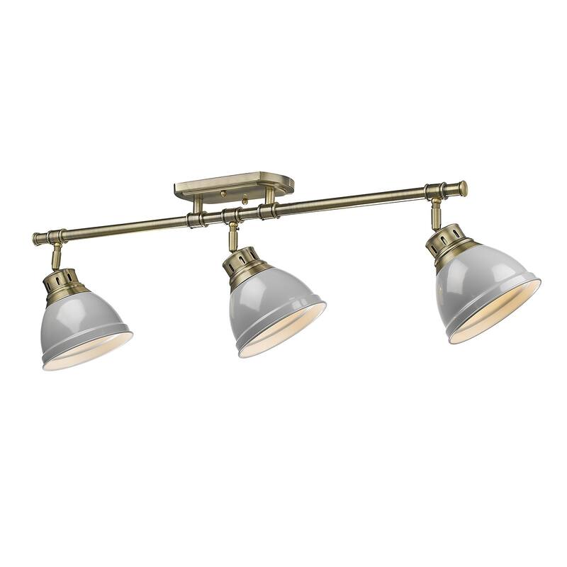 Golden Lighting Duncan 3-light Semi-flush Aged Brass Steel Track Light with Aged Brass Shades