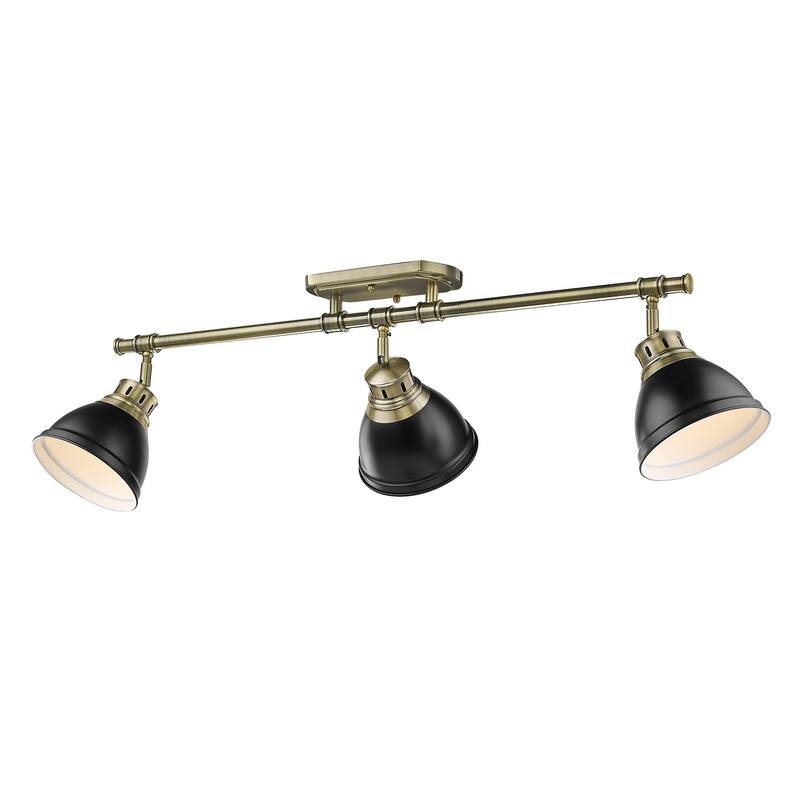 Golden Lighting Duncan 3-light Semi-flush Aged Brass Steel Track Light with Aged Brass Shades