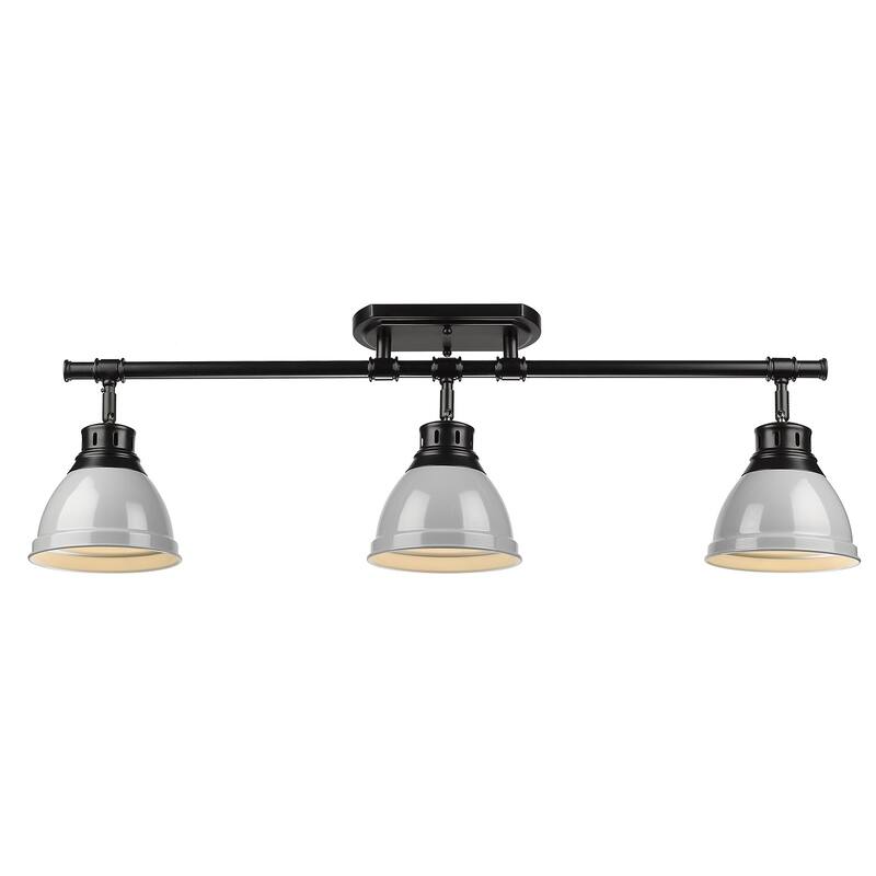 Golden Lighting Duncan 3-light Semi-flush Aged Brass Steel Track Light with Aged Brass Shades