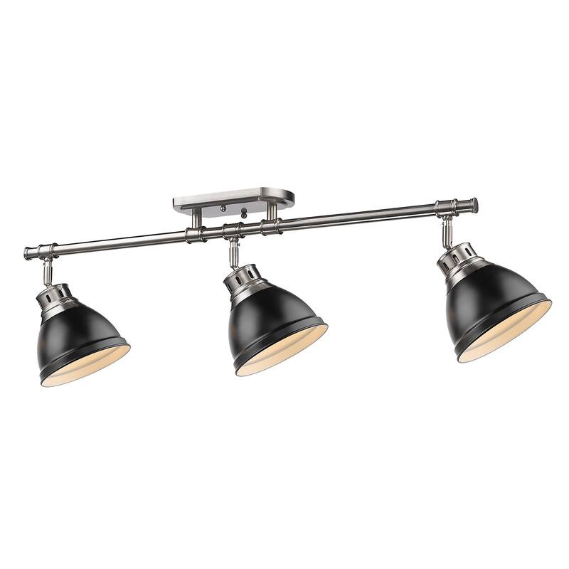 Golden Lighting Duncan 3-light Semi-flush Aged Brass Steel Track Light with Aged Brass Shades