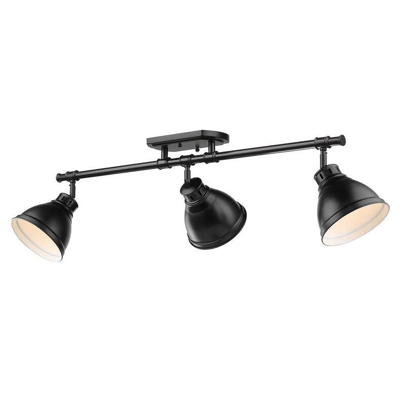Golden Lighting Duncan 3-light Semi-flush Aged Brass Steel Track Light with Aged Brass Shades