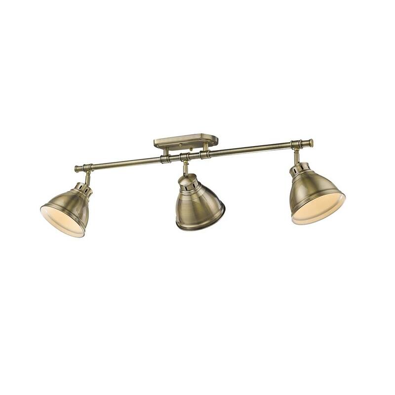 Golden Lighting Duncan 3-light Semi-flush Aged Brass Steel Track Light with Aged Brass Shades