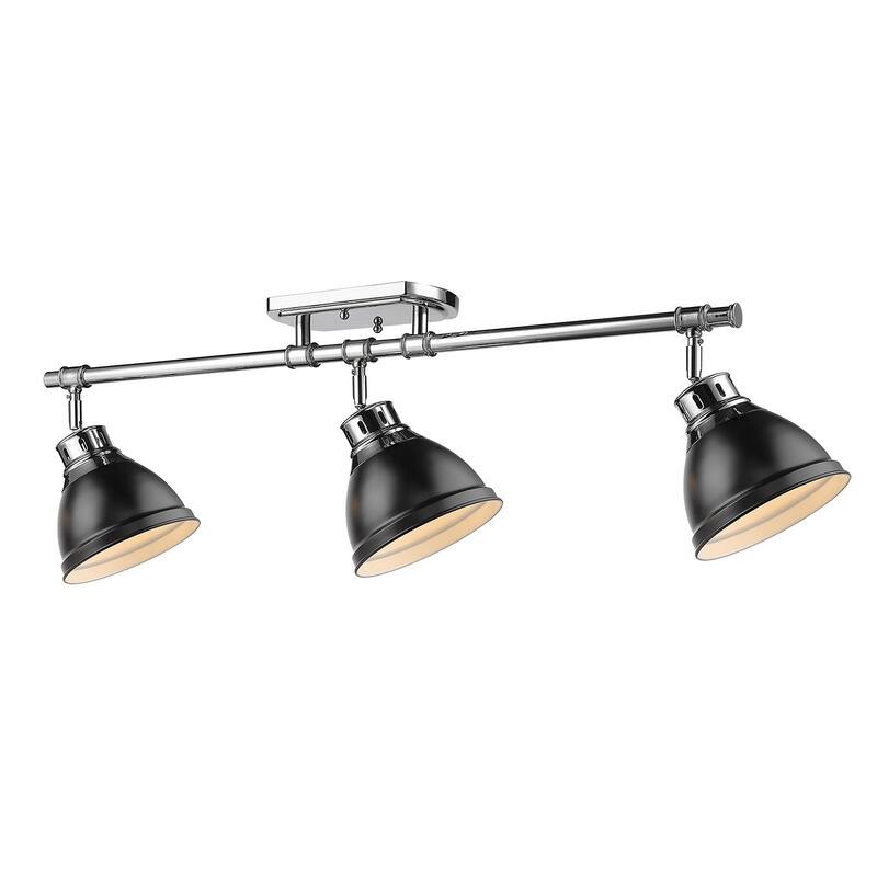 Golden Lighting Duncan 3-light Semi-flush Aged Brass Steel Track Light with Aged Brass Shades