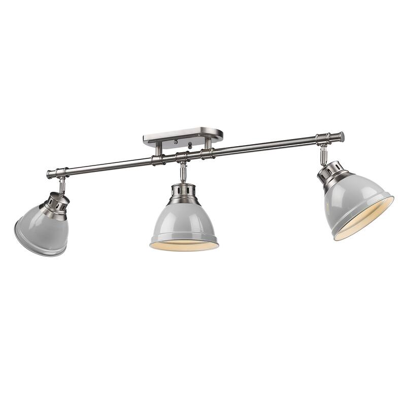 Golden Lighting Duncan 3-light Semi-flush Aged Brass Steel Track Light with Aged Brass Shades