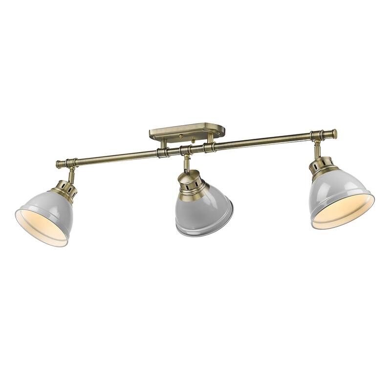 Golden Lighting Duncan 3-light Semi-flush Aged Brass Steel Track Light with Aged Brass Shades
