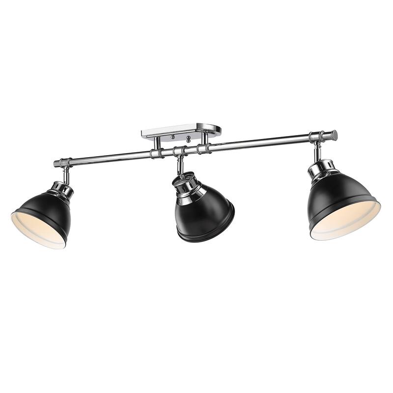 Golden Lighting Duncan 3-light Semi-flush Aged Brass Steel Track Light with Aged Brass Shades