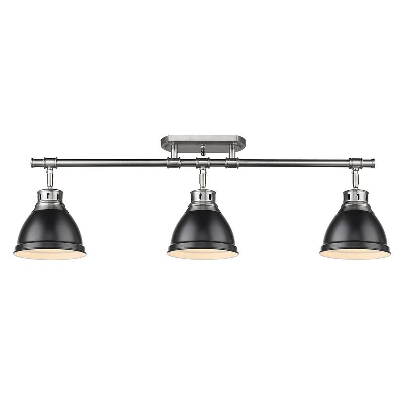 Golden Lighting Duncan 3-light Semi-flush Aged Brass Steel Track Light with Aged Brass Shades