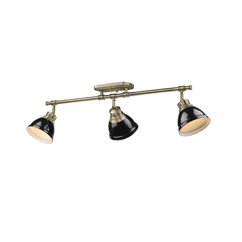 Golden Lighting Duncan 3-light Semi-flush Aged Brass Black Shades Track-light Fixture