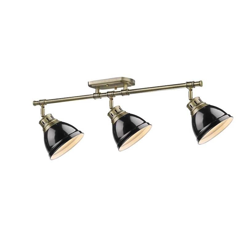Golden Lighting Duncan 3-light Semi-flush Aged Brass Black Shades Track-light Fixture