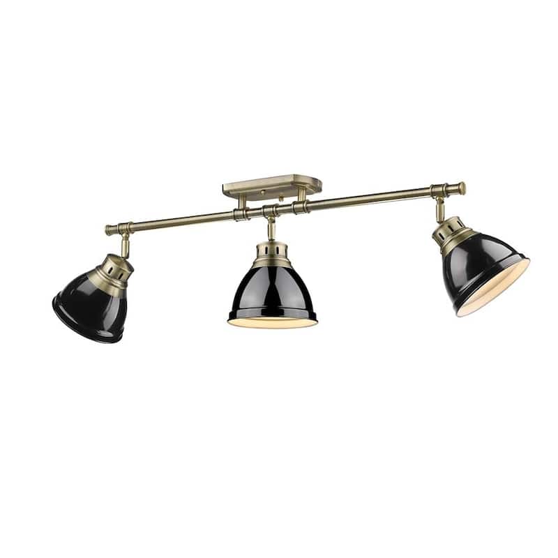 Golden Lighting Duncan 3-light Semi-flush Aged Brass Black Shades Track-light Fixture