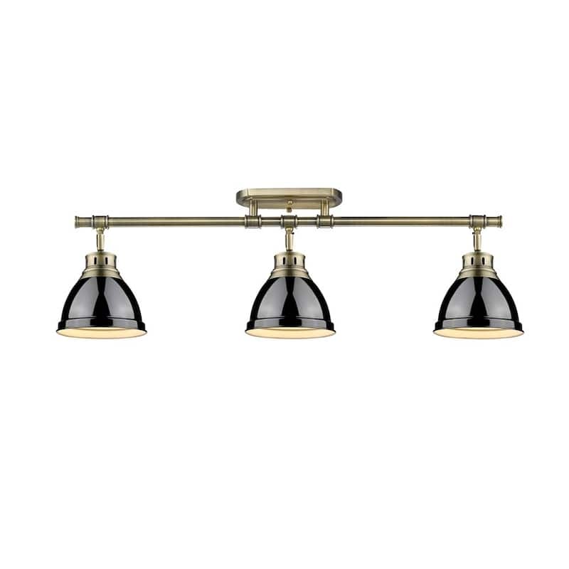 Golden Lighting Duncan 3-light Semi-flush Aged Brass Black Shades Track-light Fixture