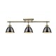 preview thumbnail 5 of 3, Golden Lighting Duncan 3-light Semi-flush Aged Brass Black Shades Track-light Fixture