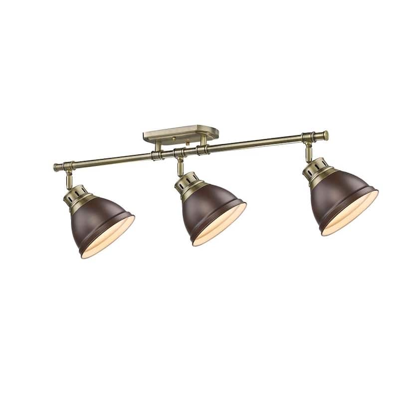 Duncan 3 Light Semi-Flush - Track Light in Aged Brass with Rubbed Bronze Shades
