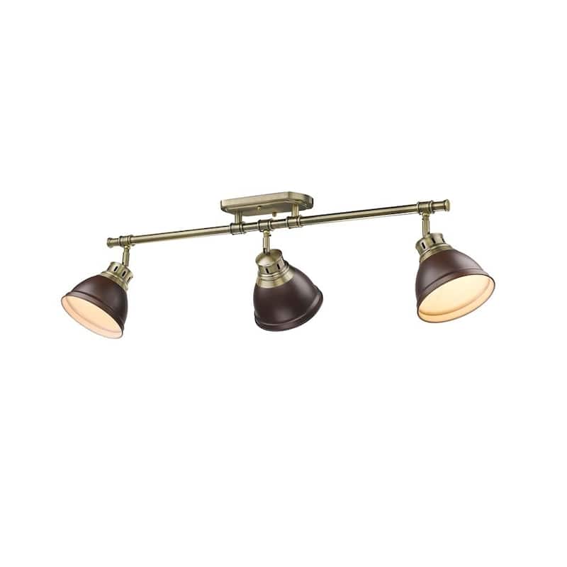 Duncan 3 Light Semi-Flush - Track Light in Aged Brass with Rubbed Bronze Shades