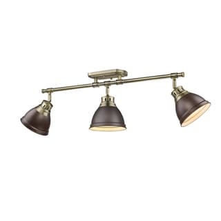 Duncan 3 Light Semi-Flush - Track Light in Aged Brass with Rubbed Bronze Shades