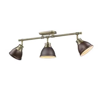 Duncan 3 Light Semi-Flush - Track Light in Aged Brass with Rubbed Bronze Shades