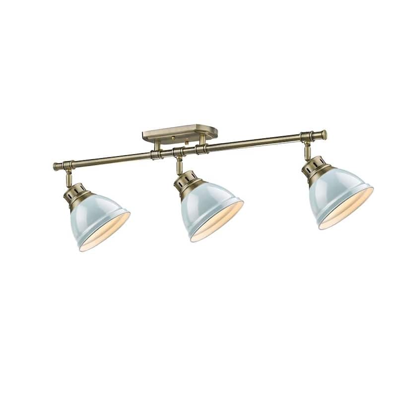 Duncan 3-light Semi-flush Aged Bronze Track-light with Seafoam Shades