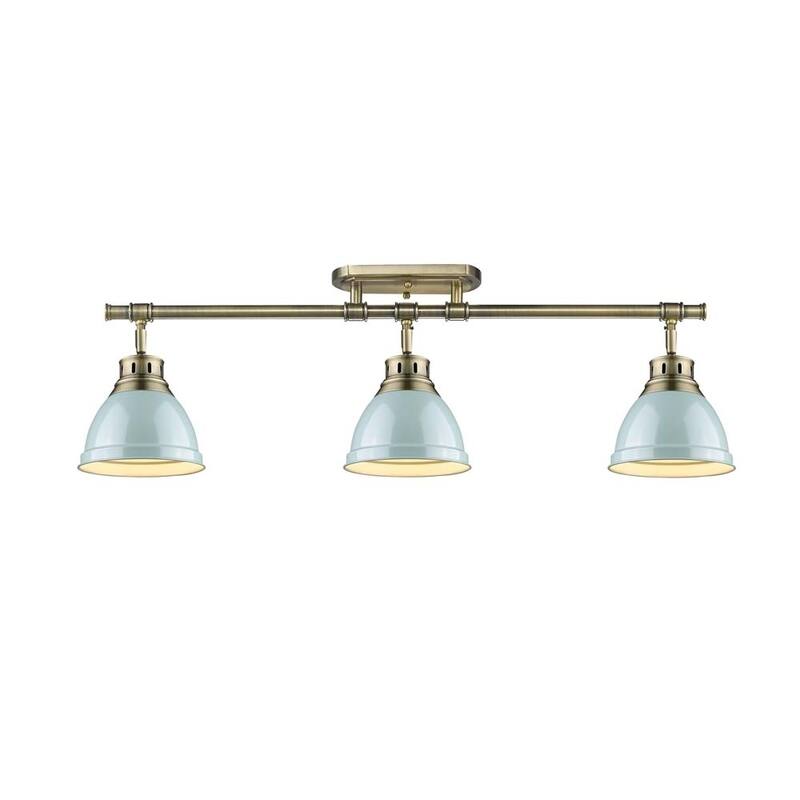 Duncan 3-light Semi-flush Aged Bronze Track-light with Seafoam Shades